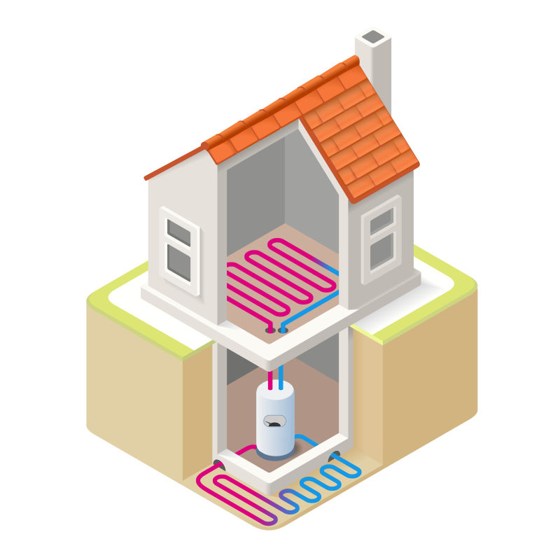 房屋能源链矢量插图