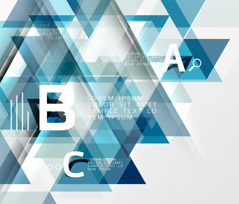 蓝色三角图案矢量背景