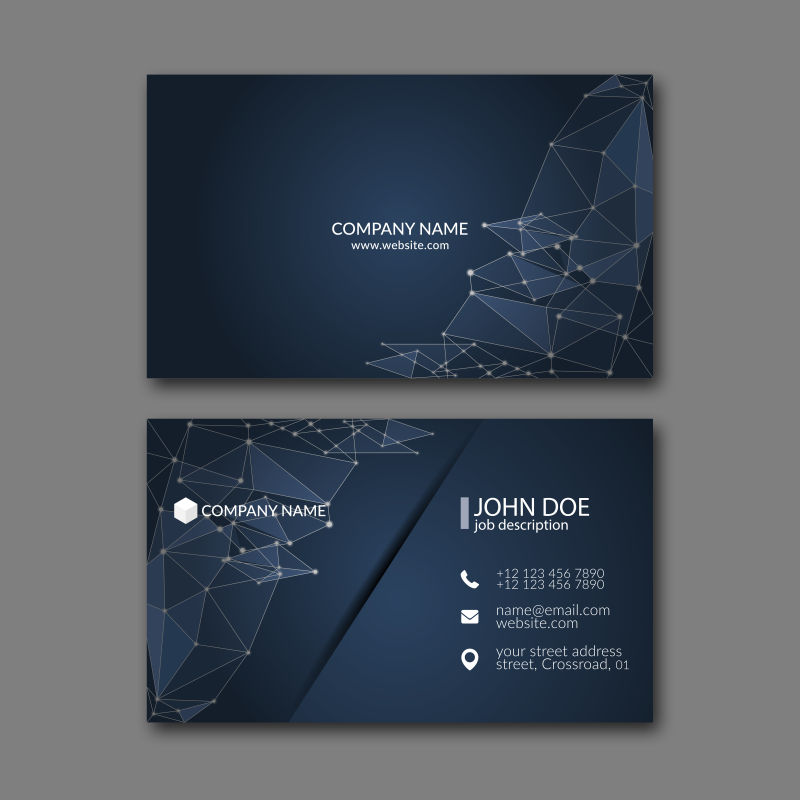 矢量黑色几何分子元素的名片设计