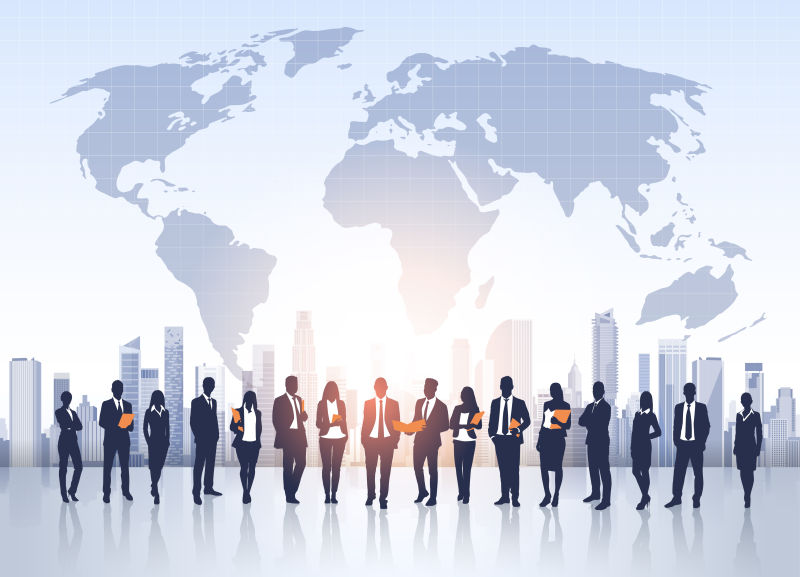 创意矢量卡通成功商人剪影插图