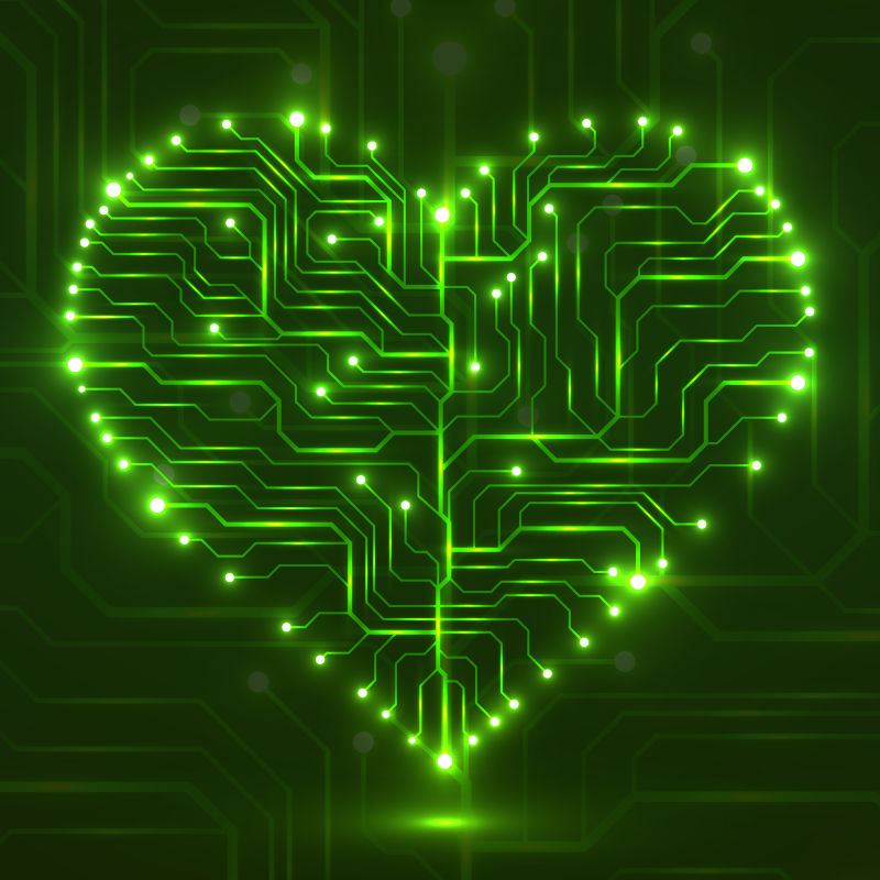 创意心形电路背景矢量设计