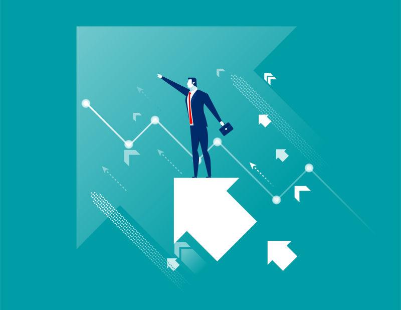 矢量商人领导力概念商业插图