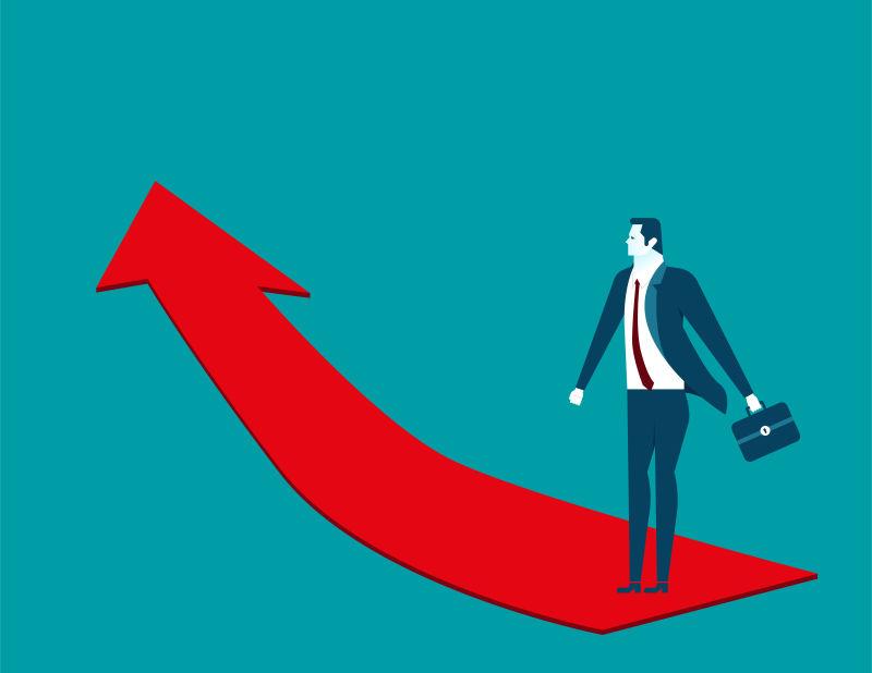 矢量商人走上红色箭头概念商业插图