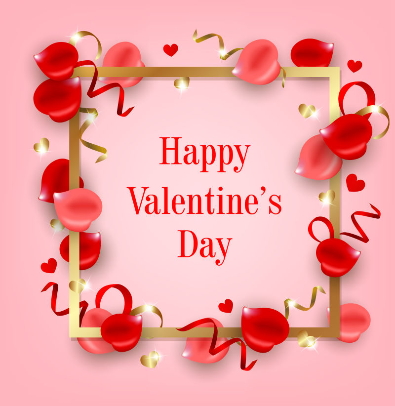 情人节玫瑰装饰的贺卡矢量设计