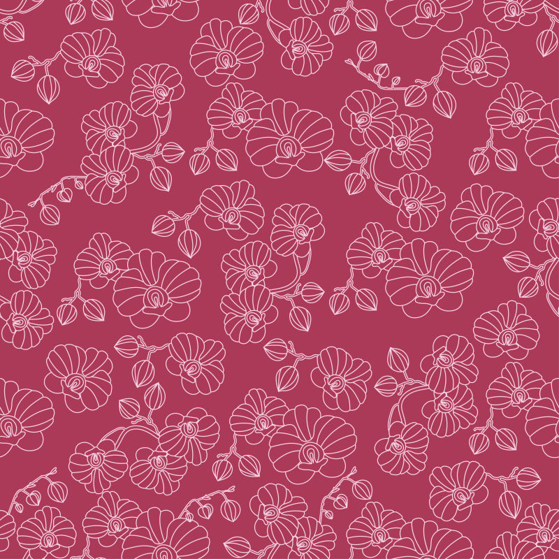 创意矢量线条花朵无缝插图