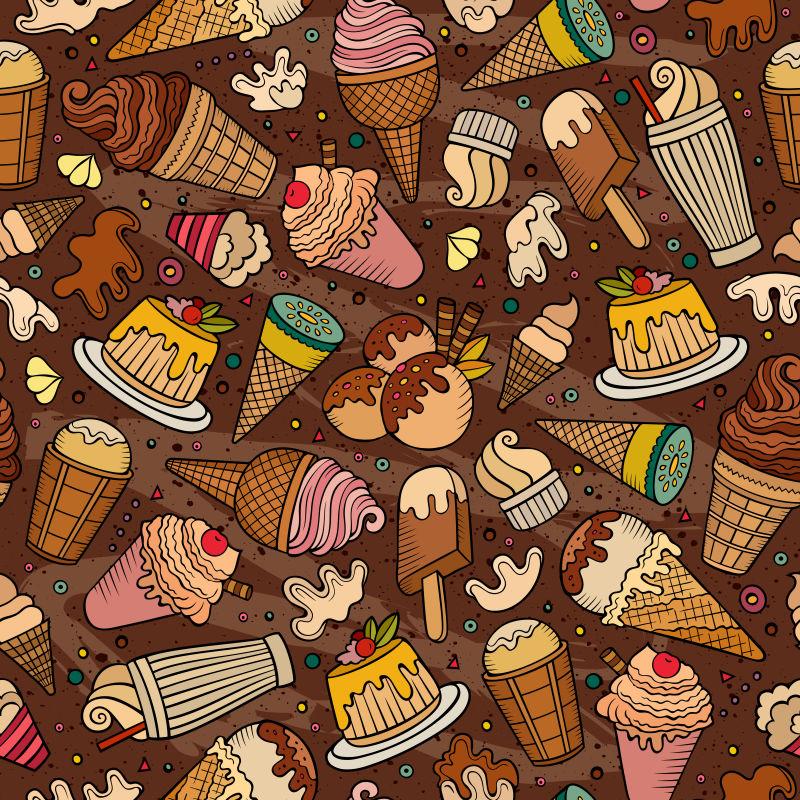 矢量卡通手绘冰淇淋涂鸦设计
