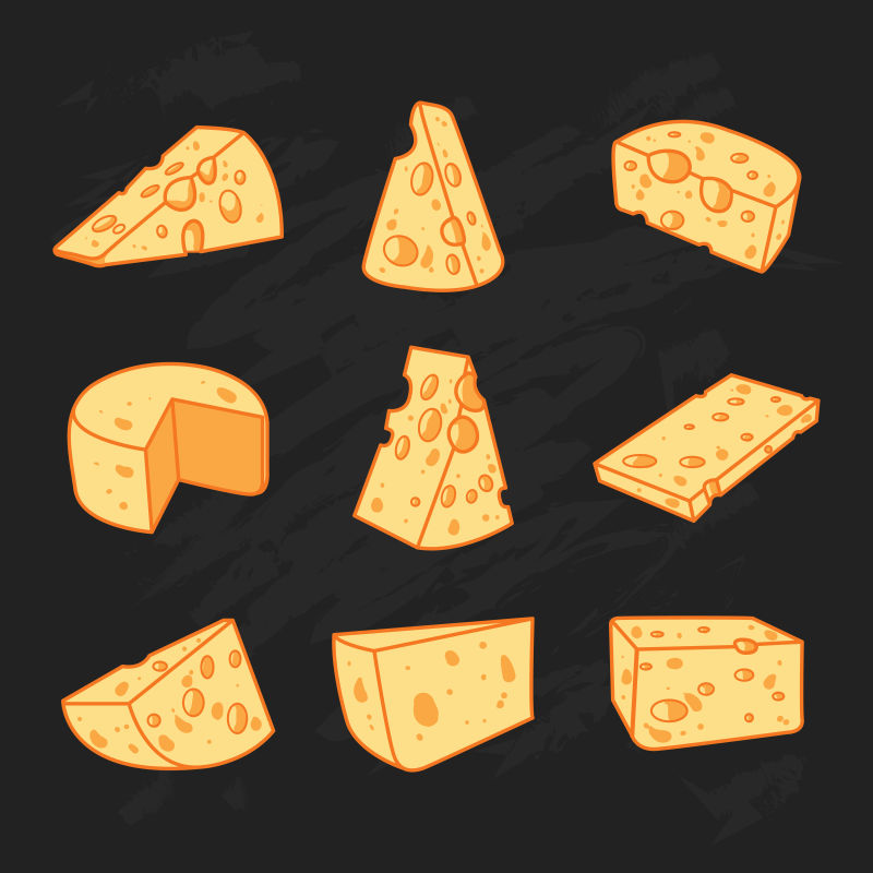 矢量手绘奶酪装饰设计无缝插图