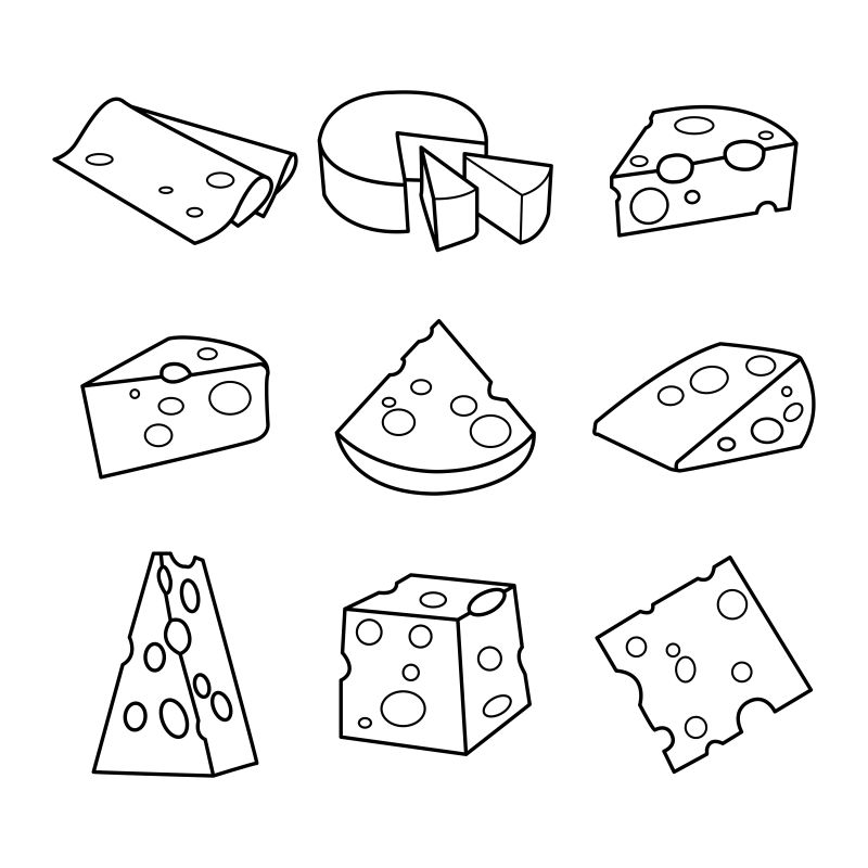 图片 插画 矢量奶酪的手绘插图