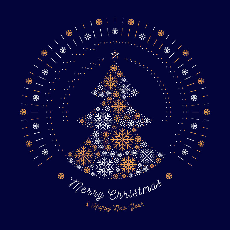 矢量雪花圣诞树贺卡