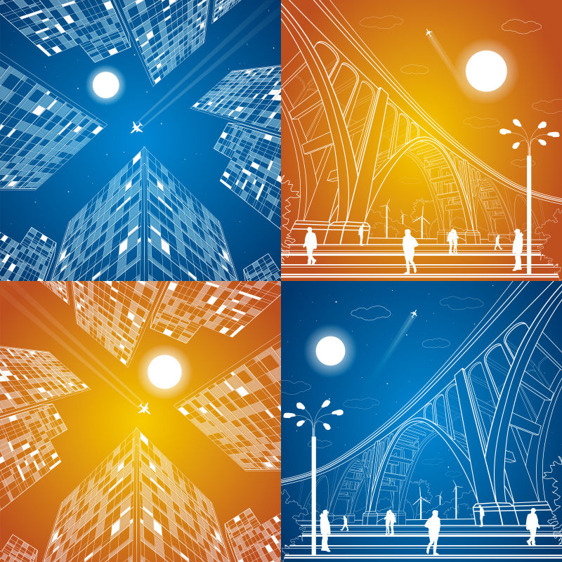 城市轮廓插图矢量设计