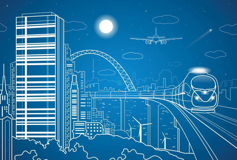 现代城市轮廓矢量设计