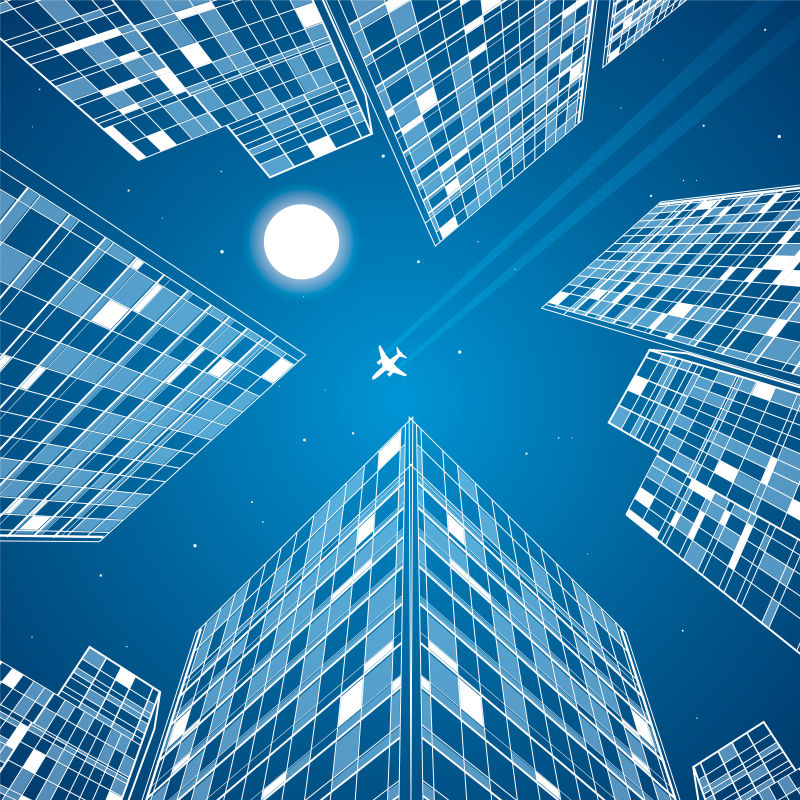 矢量城市建筑轮廓插图设计