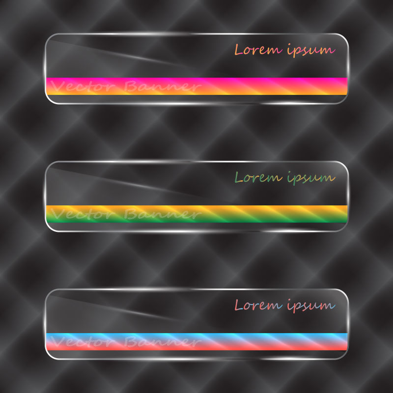 矢量彩色元素的创意透明玻璃横幅设计