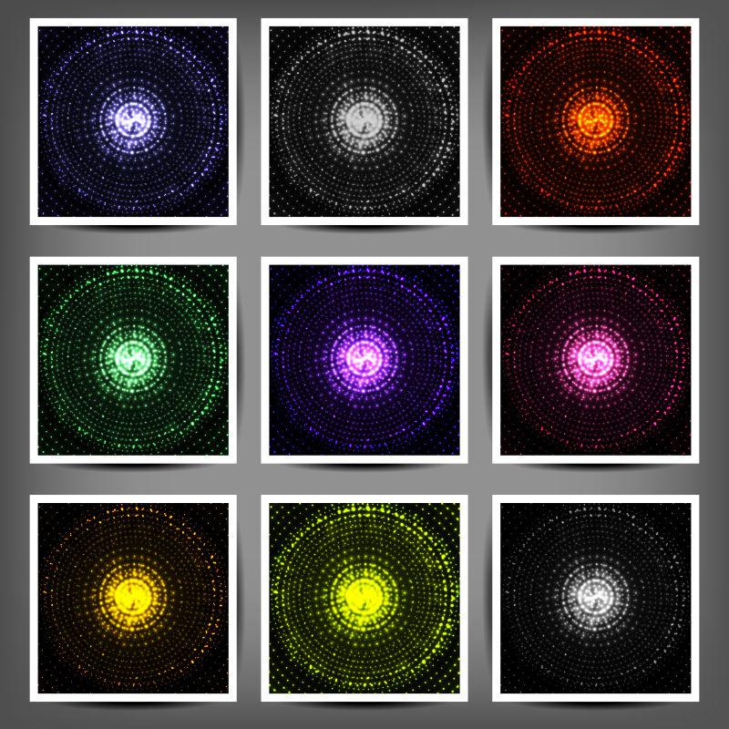 矢量一组彩色发光调条幅