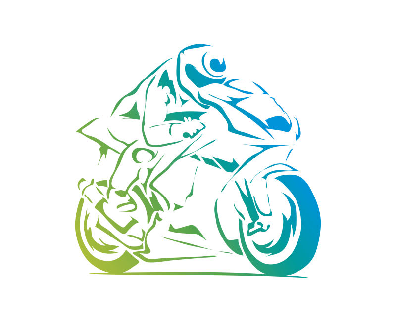 抽象矢量彩色摩托车插图