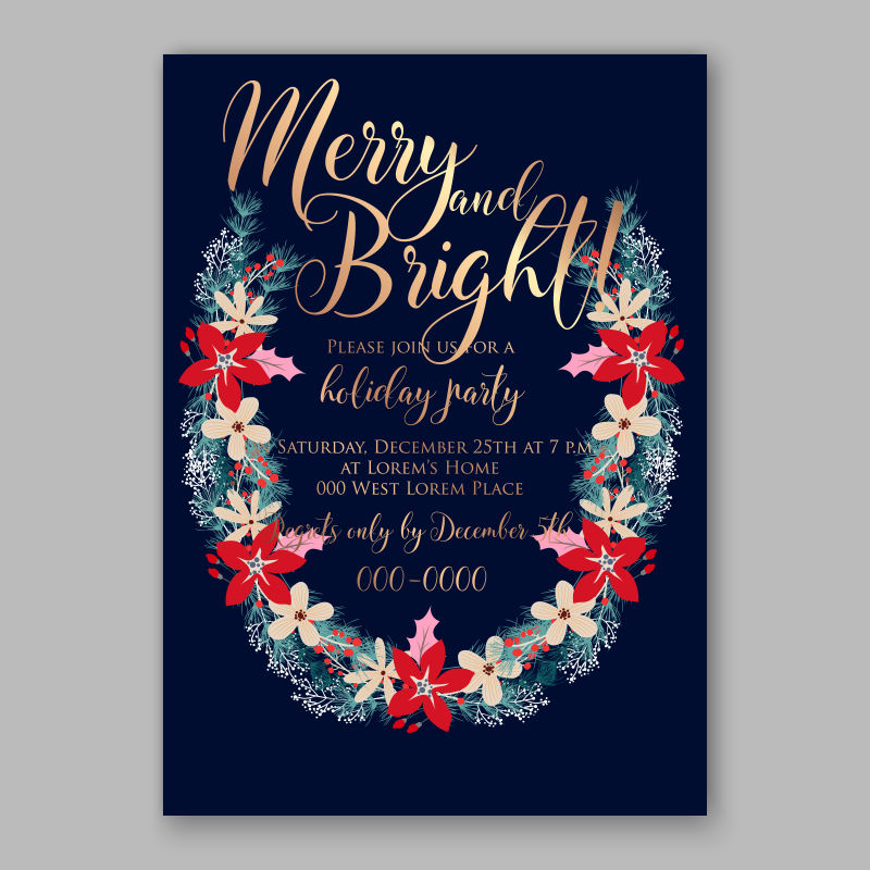 矢量抽象花卉元素的装饰婚礼请帖设计