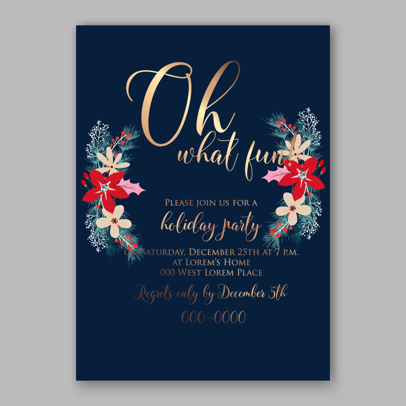 抽象花卉元素的装饰婚礼请帖设计