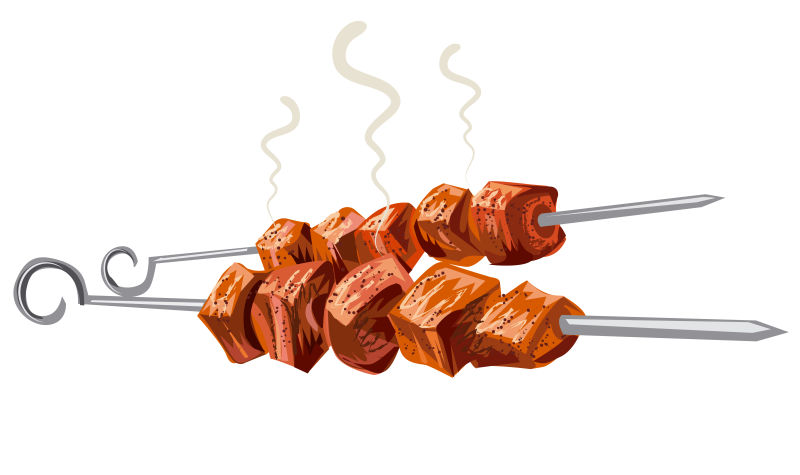 图片 插画 创意矢量卡通美味烤肉串插图抽象矢量美味的烤肉串平面插图