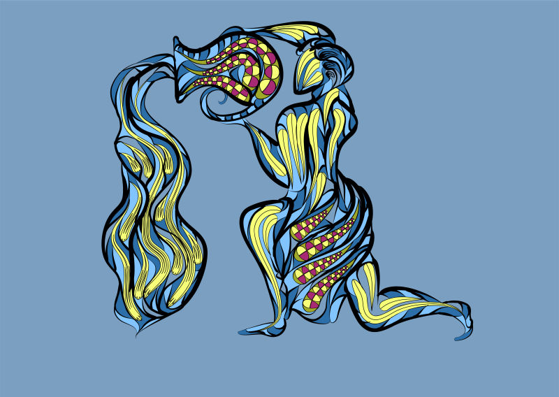 抽象水瓶座星座矢量插图