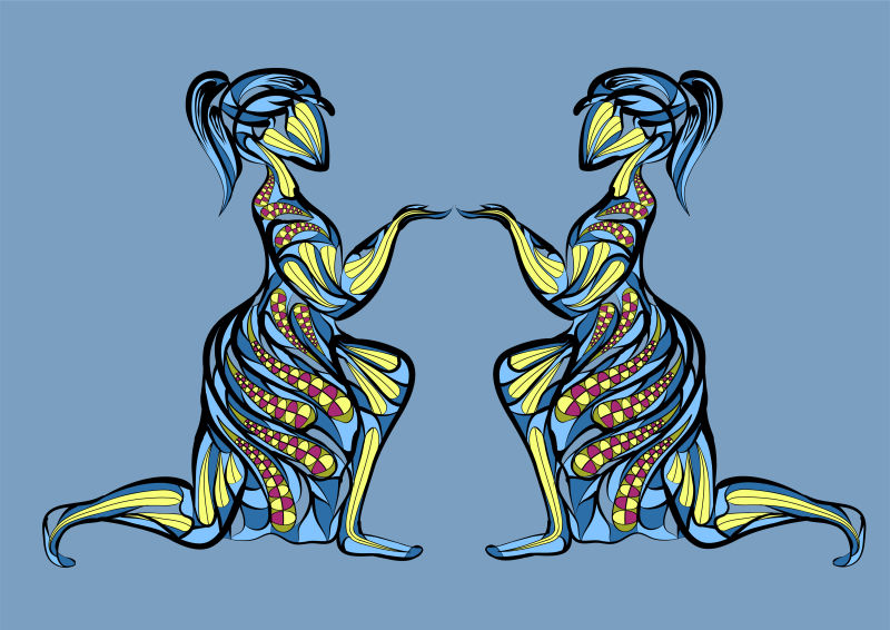 矢量抽象双子星座插图