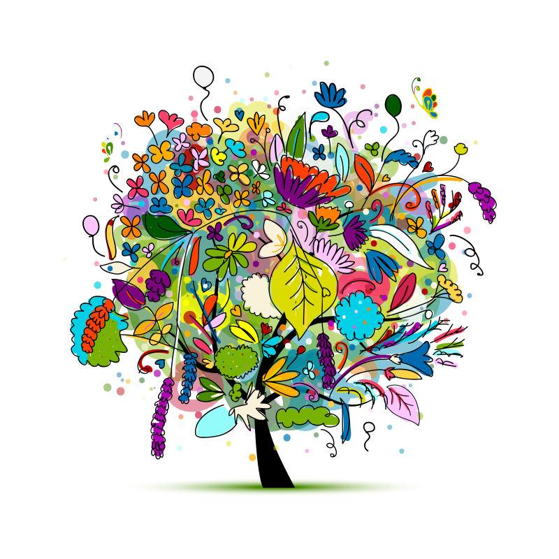 矢量艺术彩色树木