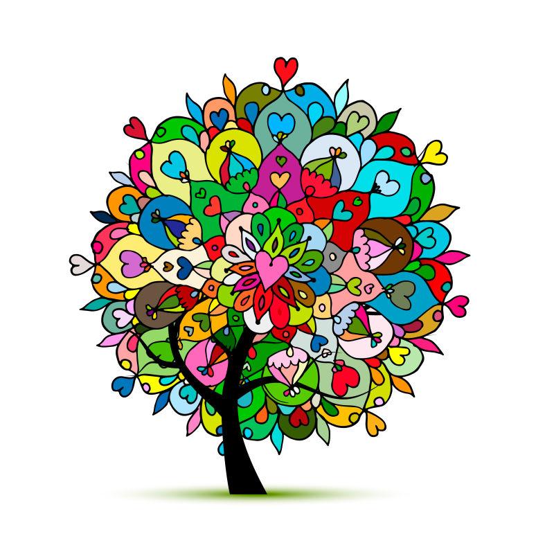 矢量艺术彩色曼荼罗树