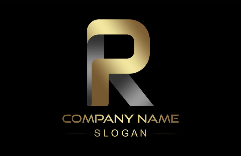 矢量图形黄金符号字母r