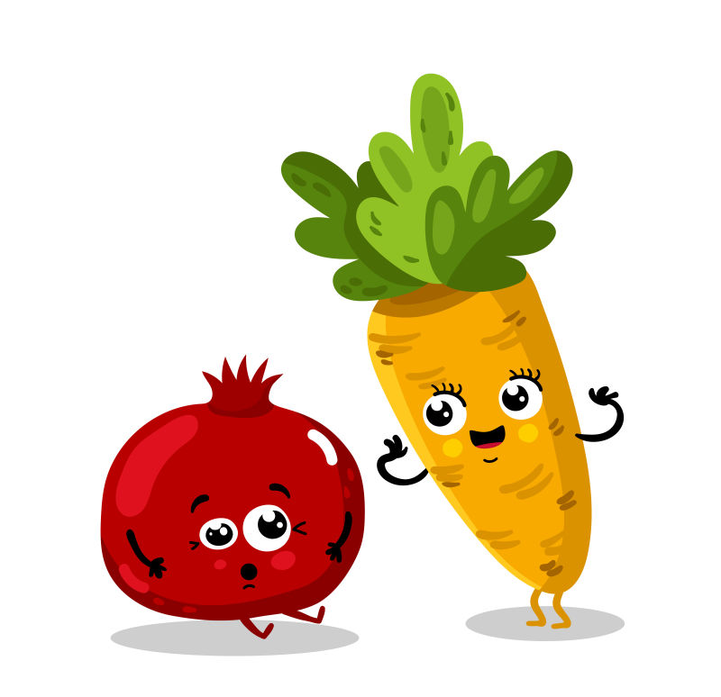 创意矢量卡通表情水果人物插图