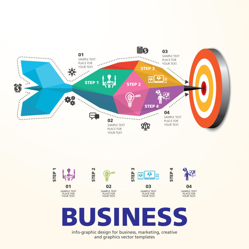 飞镖概念的创意商业信息图表设计矢量