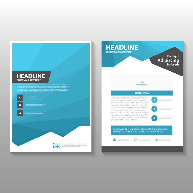 天蓝色风格书籍封面布局设计矢量