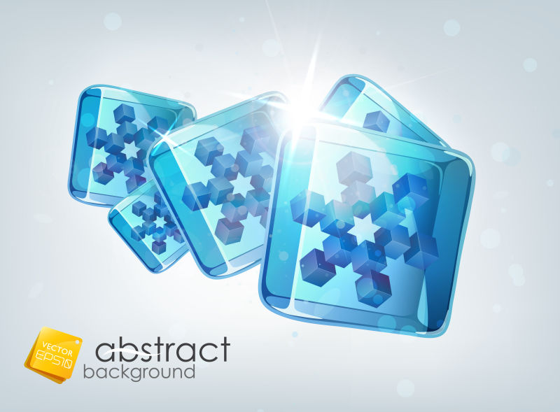 3D冰雪晶花矢量插图