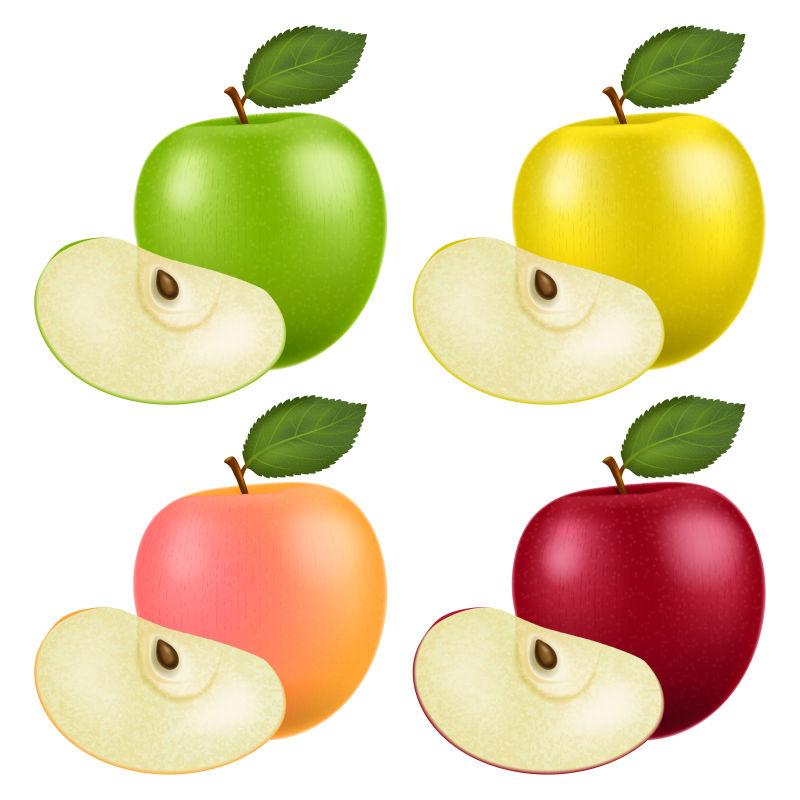 矢量不同颜色的苹果