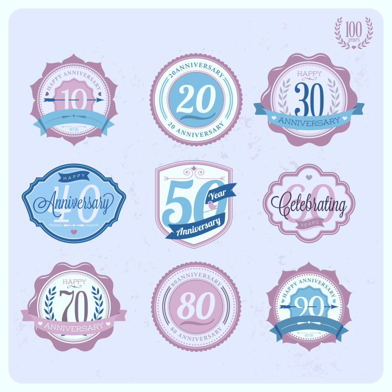 矢量周年纪念标志集合