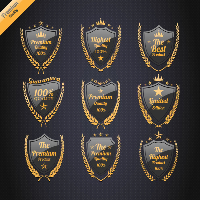 矢量黑色盾牌型的标签