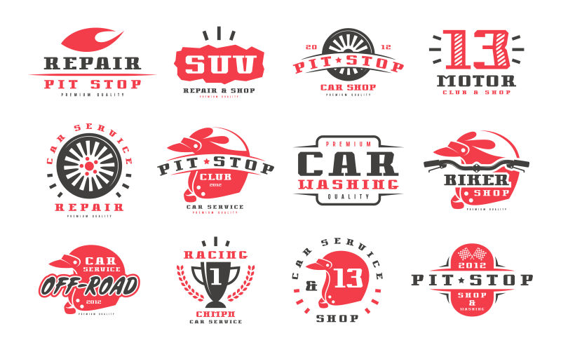 矢量赛车和服务徽章