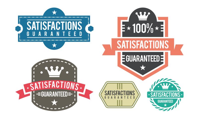 矢量满意的保证设计的老式设计标签和徽章