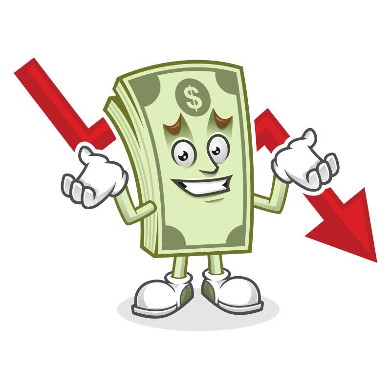 创意矢量卡通无奈的美元插图