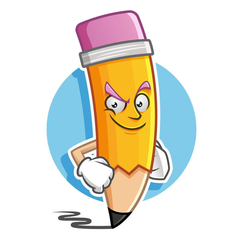 自信的黄色铅笔矢量卡通插图