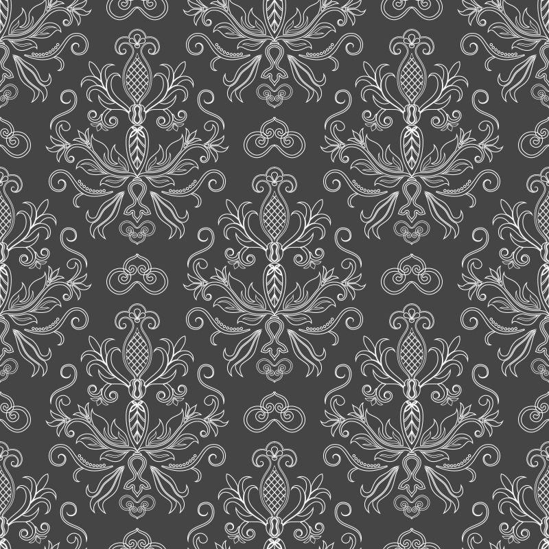 矢量锦缎复古无缝单色图案