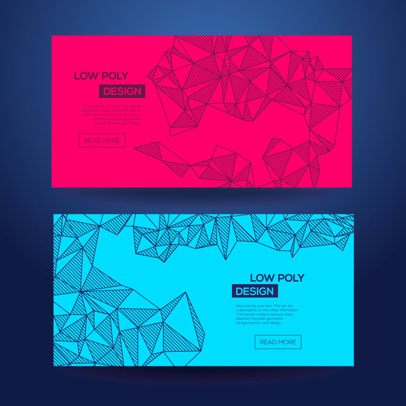 抽象几何红蓝色背景卡片设计矢量图