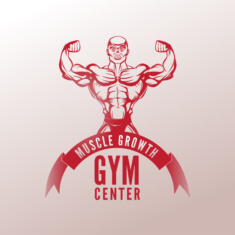 健身中心复古标志矢量插图