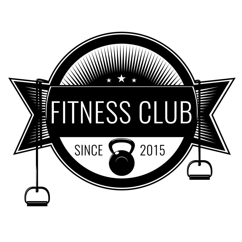 健身俱乐部徽章矢量插图