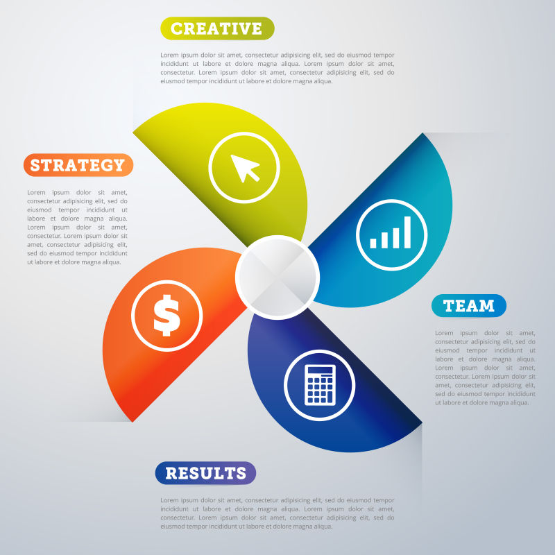 矢量风车元素的商业信息图表