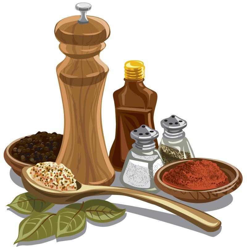 矢量烹饪用天然香料和香料