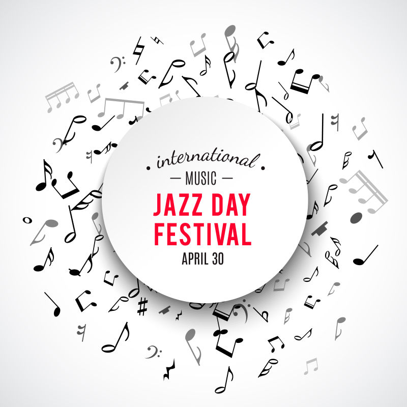 矢量白色背景黑色音符