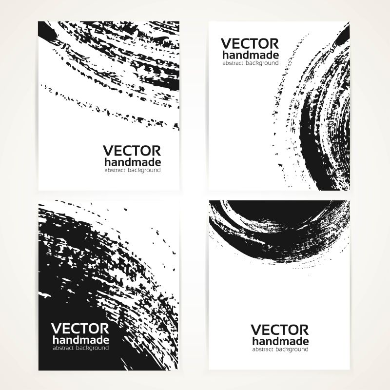 抽象矢量黑色枯笔笔触的纹理背景