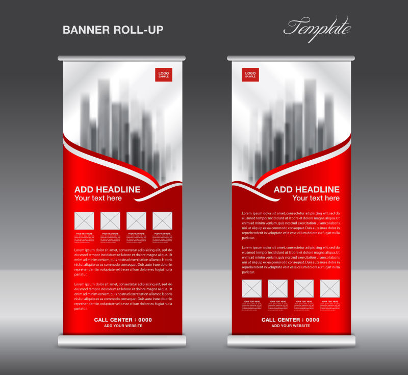 抽象矢量红色现代商业宣传竖横幅设计