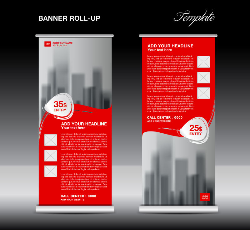 创意矢量红色商业宣传竖横幅