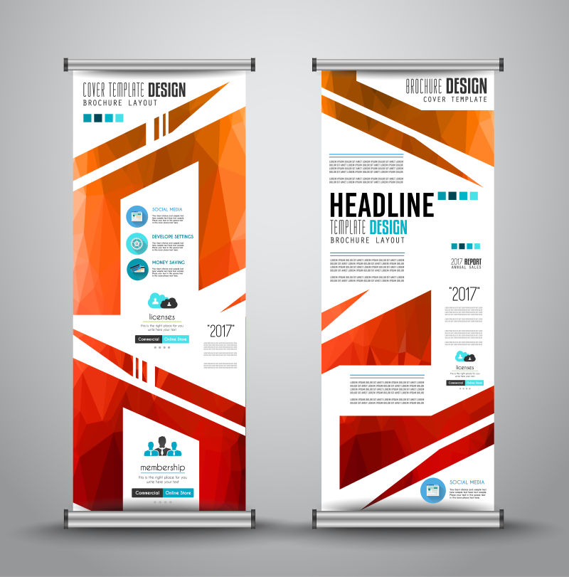 矢量现代商业风格的宣传竖横幅设计