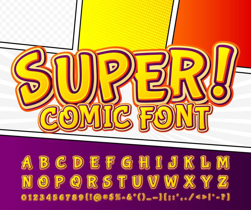 创意矢量漫画风格的艺术字体设计